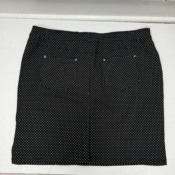 Sabrina Lauren Mini Skirt Black White Polka Dot Stretch Pocket Preppy Classic - Picture 11 of 14